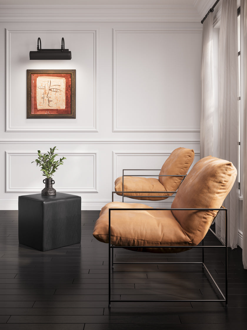 Bronx Black Faux Leather Cube Side Table